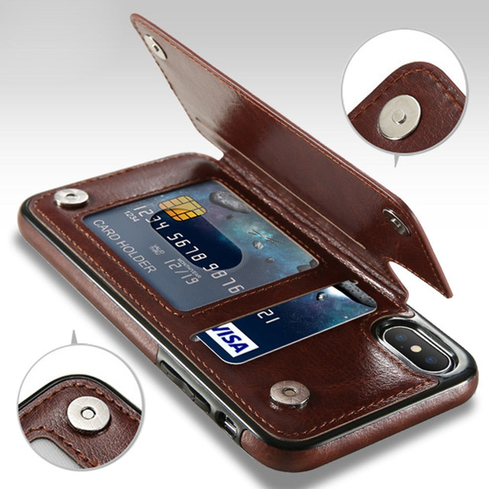 Luxury Slim Fit Premium Leather Flip Case For iPhone - Case Monkey