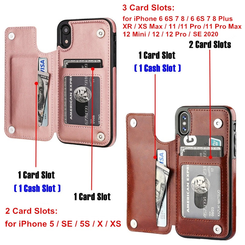 Luxury Slim Fit Premium Leather Flip Case For iPhone - Case Monkey
