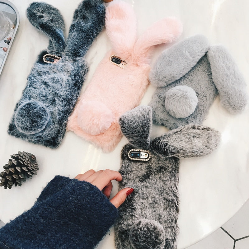 Cute Fluffy Rabbit Ears with Diamonds - Phone Case Cover Samsung - Case Monkey