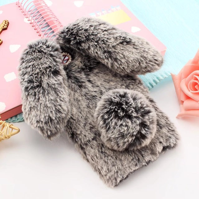 Cute Fluffy Rabbit Ears with Diamonds - Phone Case Cover Samsung - Case Monkey